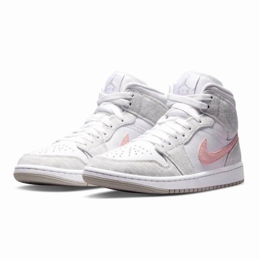 Women's Air Jordan 1 Mid Light Iron ORE Atmosphere Basketball Shoes