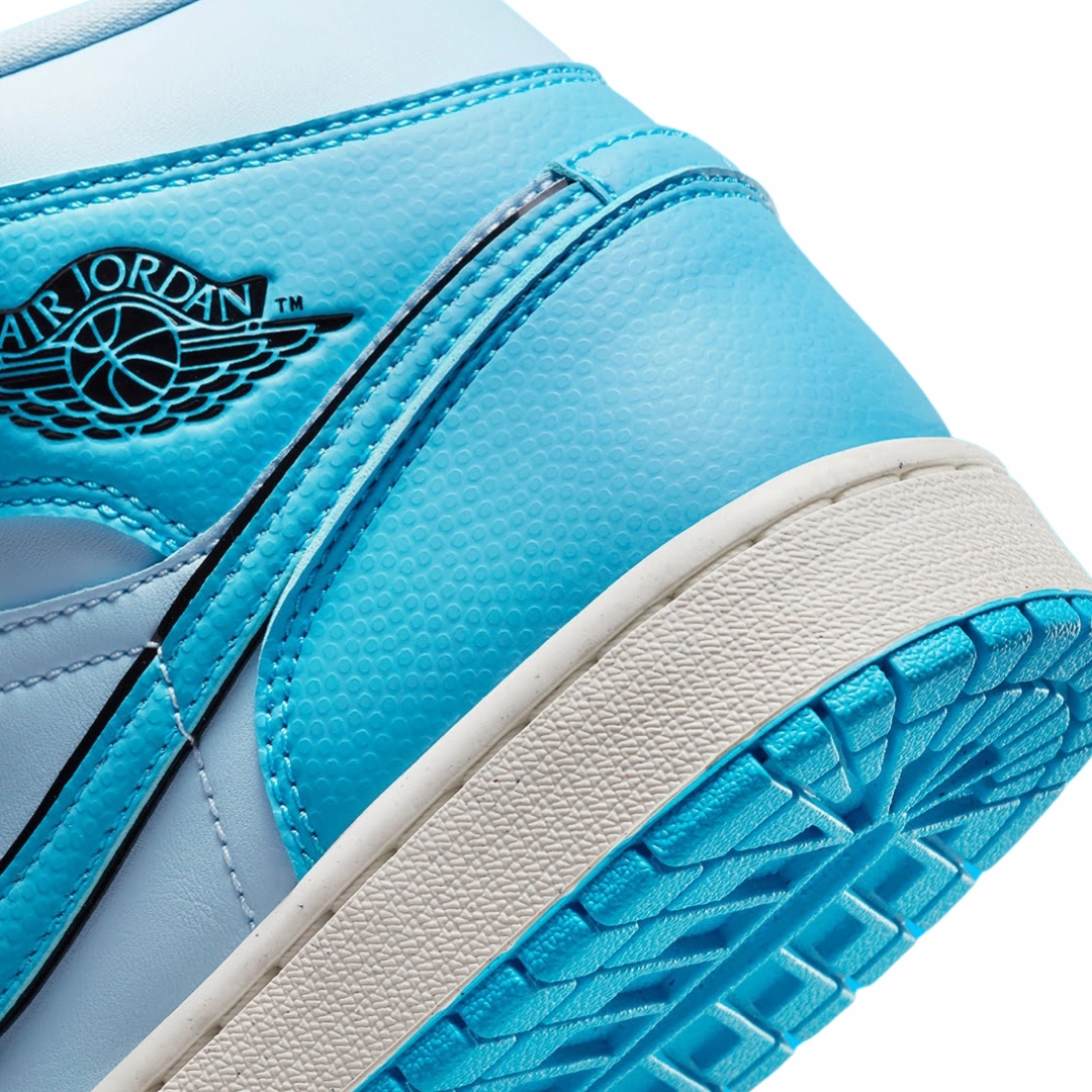 Women's Air Jordan 1 Mid SE Ice Blue Black Sail Dark Powder Blue Basketball Shoes