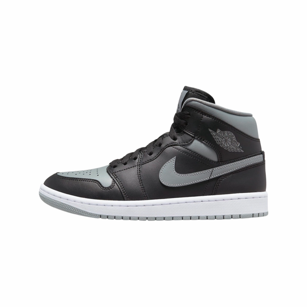 Women's Air Jordan 1 Mid Shadow 2022 Black Particle Grey White Air Jordan basketball shoes with classic look