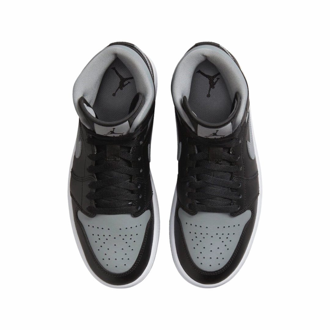 Women's Air Jordan 1 Mid Shadow 2022 Black Particle Grey White Basketball Shoes