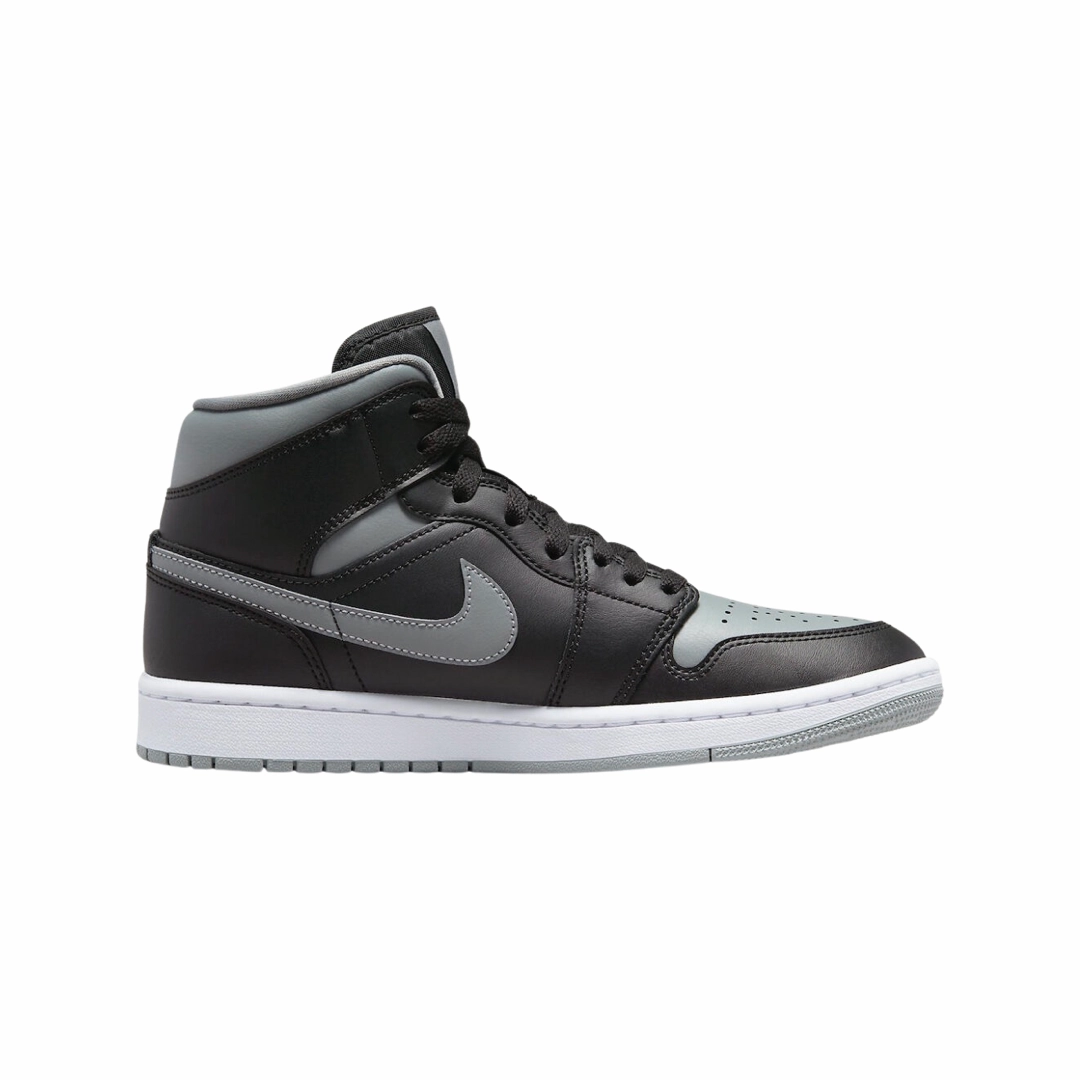 Women's Air Jordan 1 Mid Shadow 2022 Black Particle Grey White Basketball Shoes