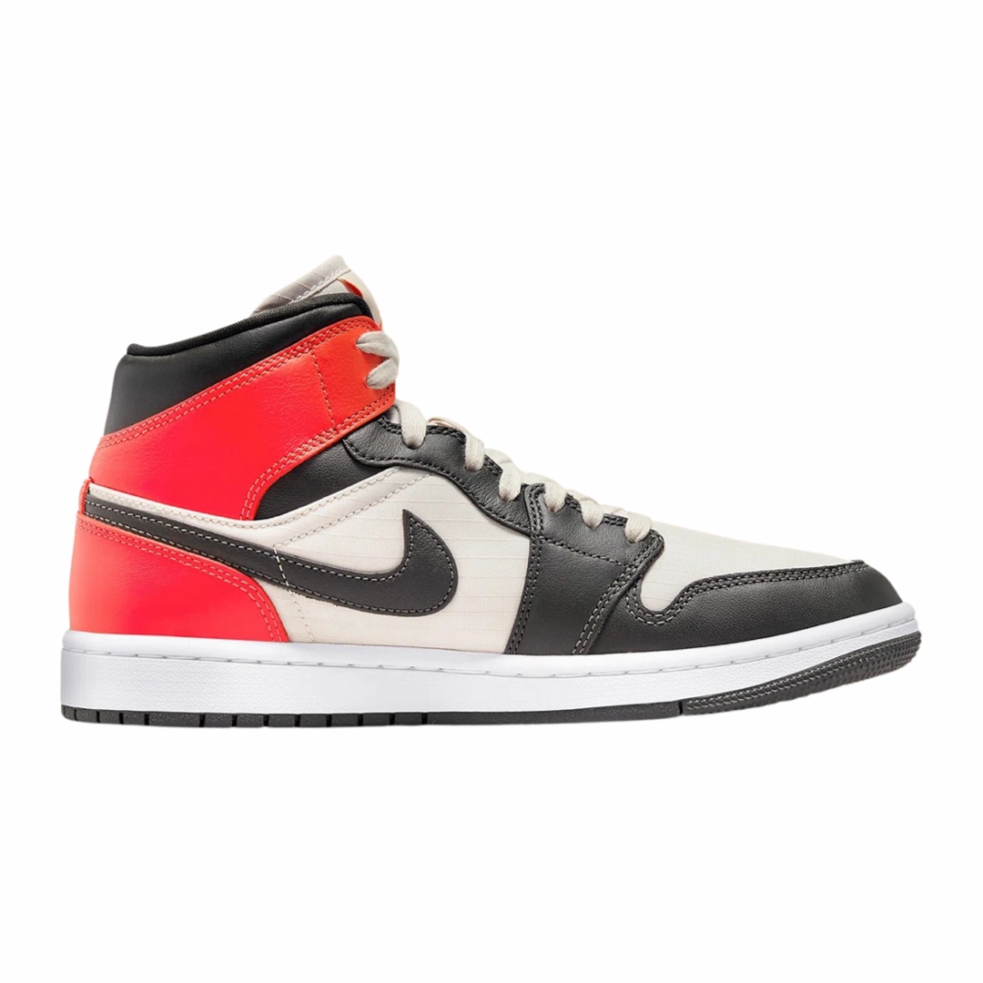 Women's Air Jordan 1 Mid Special Edition Light Orewood Brown Newsprint Basketball Shoes