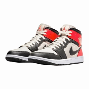 Women's Air Jordan 1 Mid Special Edition Light Orewood Brown Newsprint Air Jordan basketball shoes with classic look