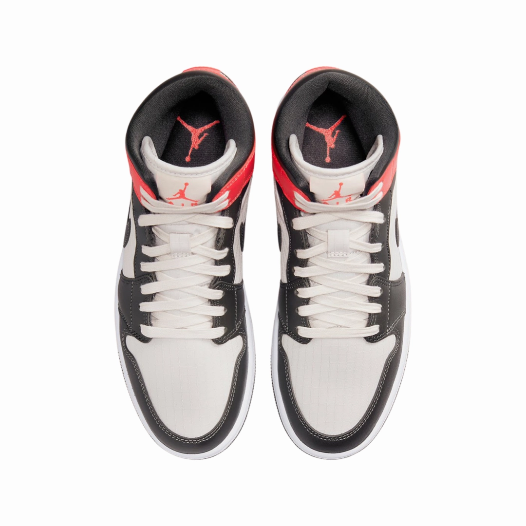 Women's Air Jordan 1 Mid Special Edition Light Orewood Brown Newsprint Basketball Shoes
