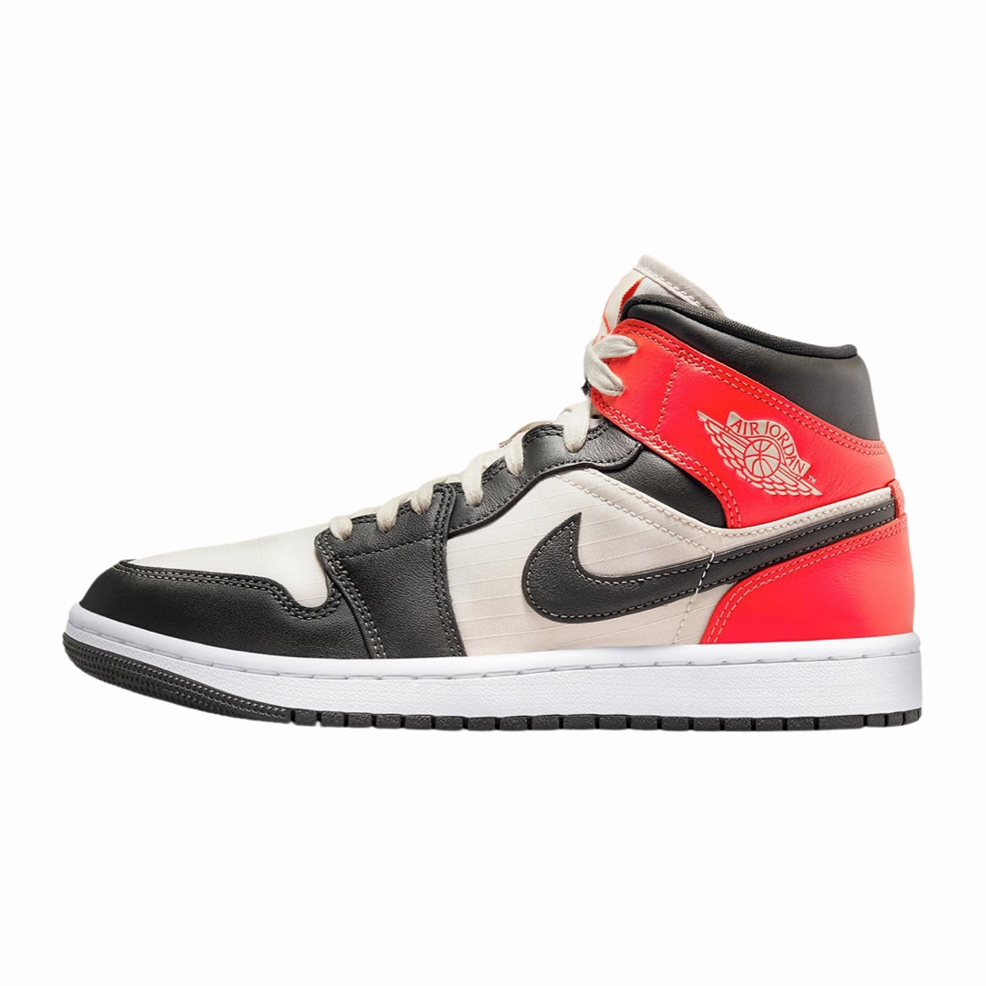 Women's Air Jordan 1 Mid Special Edition Light Orewood Brown Newsprint Basketball Shoes