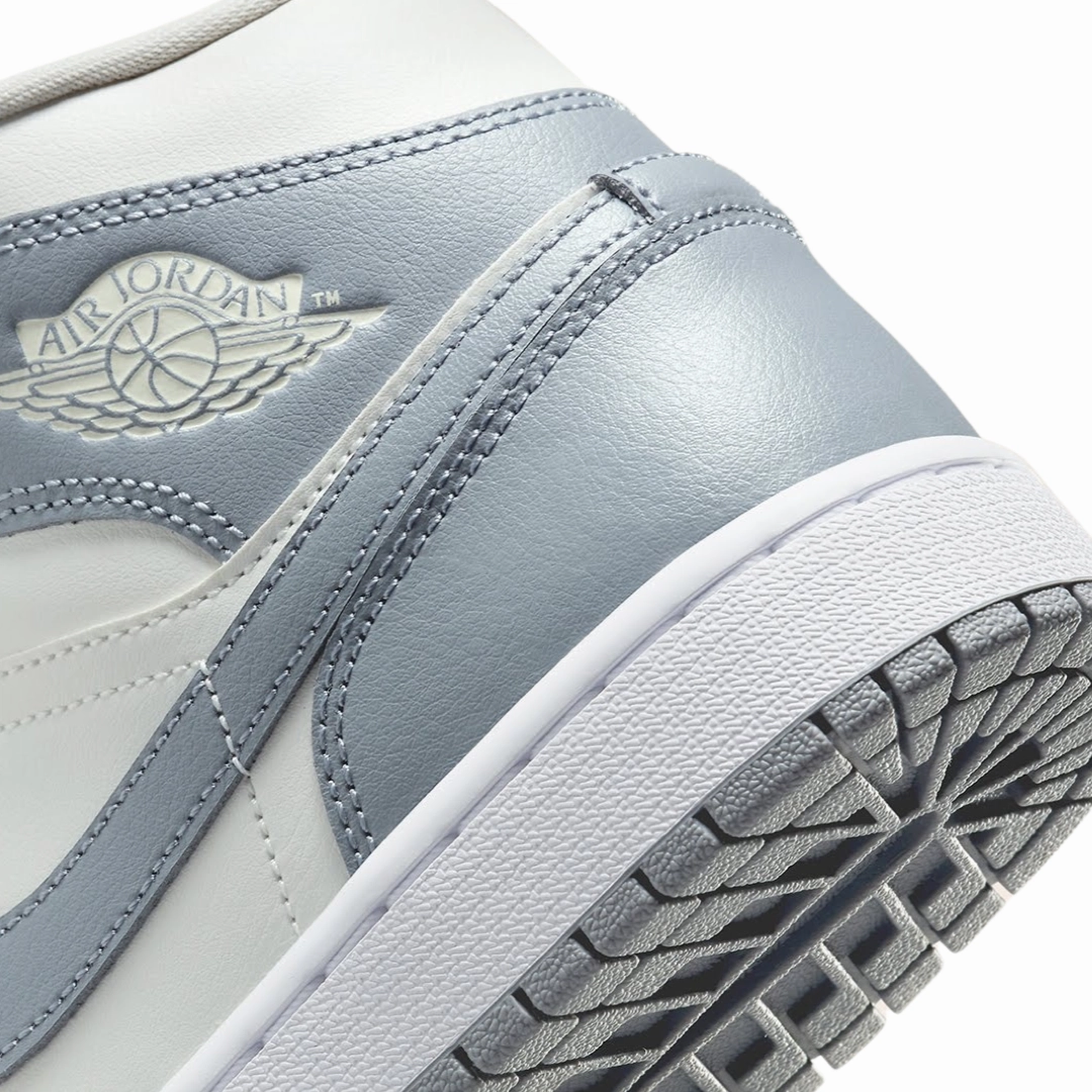 Women's Air Jordan 1 Mid Stealth Grey White Basketball Shoes