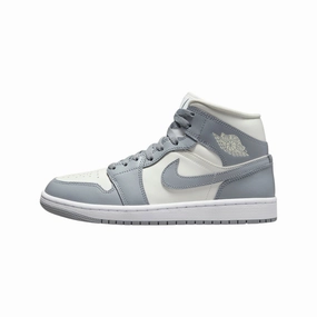 Women's Air Jordan 1 Mid Stealth Grey White Air Jordan basketball shoes with classic look