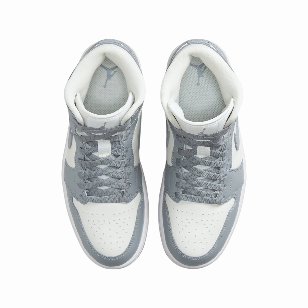 Women's Air Jordan 1 Mid Stealth Grey White Basketball Shoes