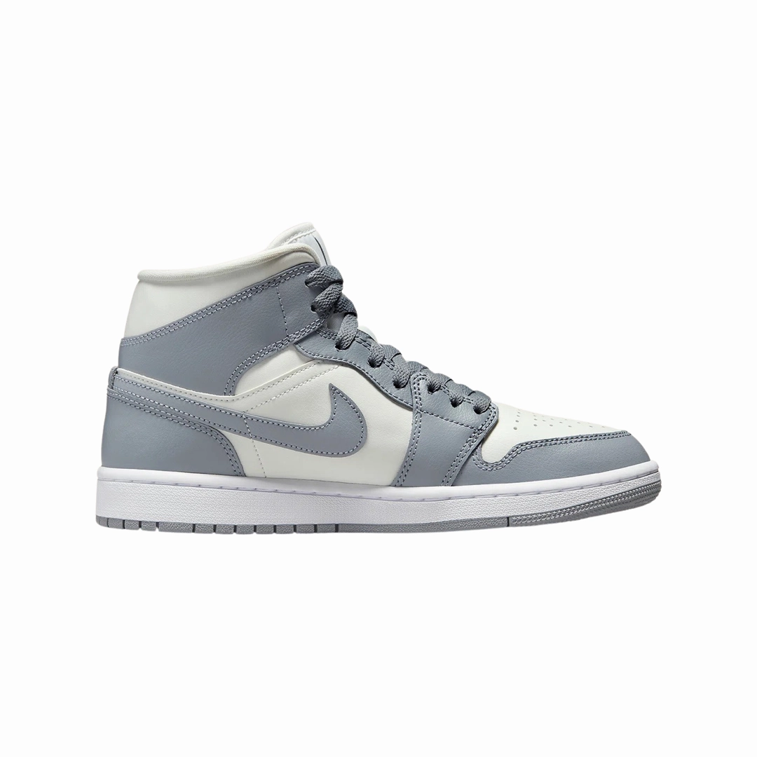 Women's Air Jordan 1 Mid Stealth Grey White Basketball Shoes