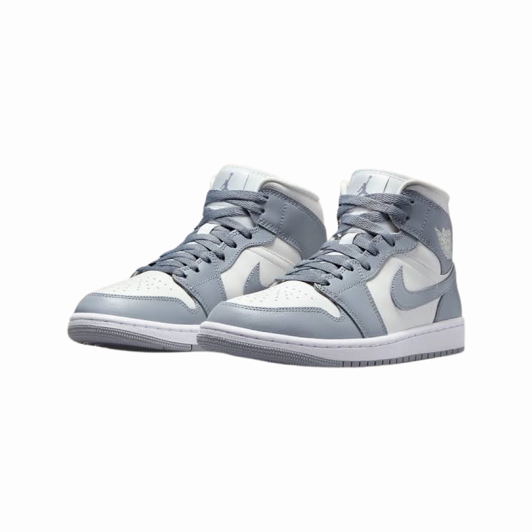 Women's Air Jordan 1 Mid Stealth Grey White Basketball Shoes