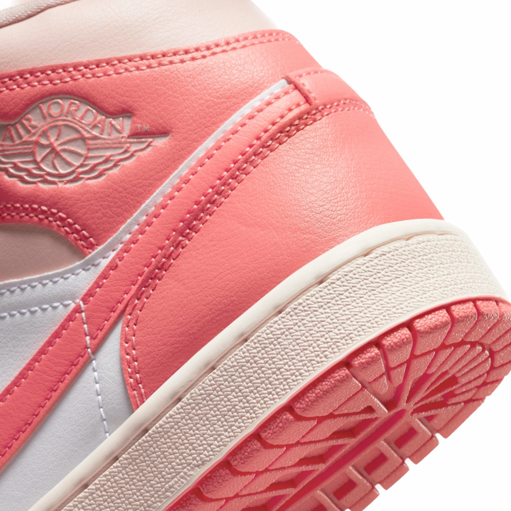 Women's Air Jordan 1 Mid Strawberries and Cream White Sea Coral Atmosphere Sail Basketball Shoes