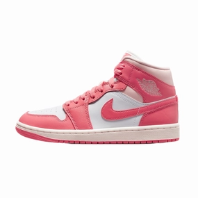 Women's Air Jordan 1 Mid Strawberries and Cream White Sea Coral Atmosphere Sail Air Jordan basketball shoes with classic look