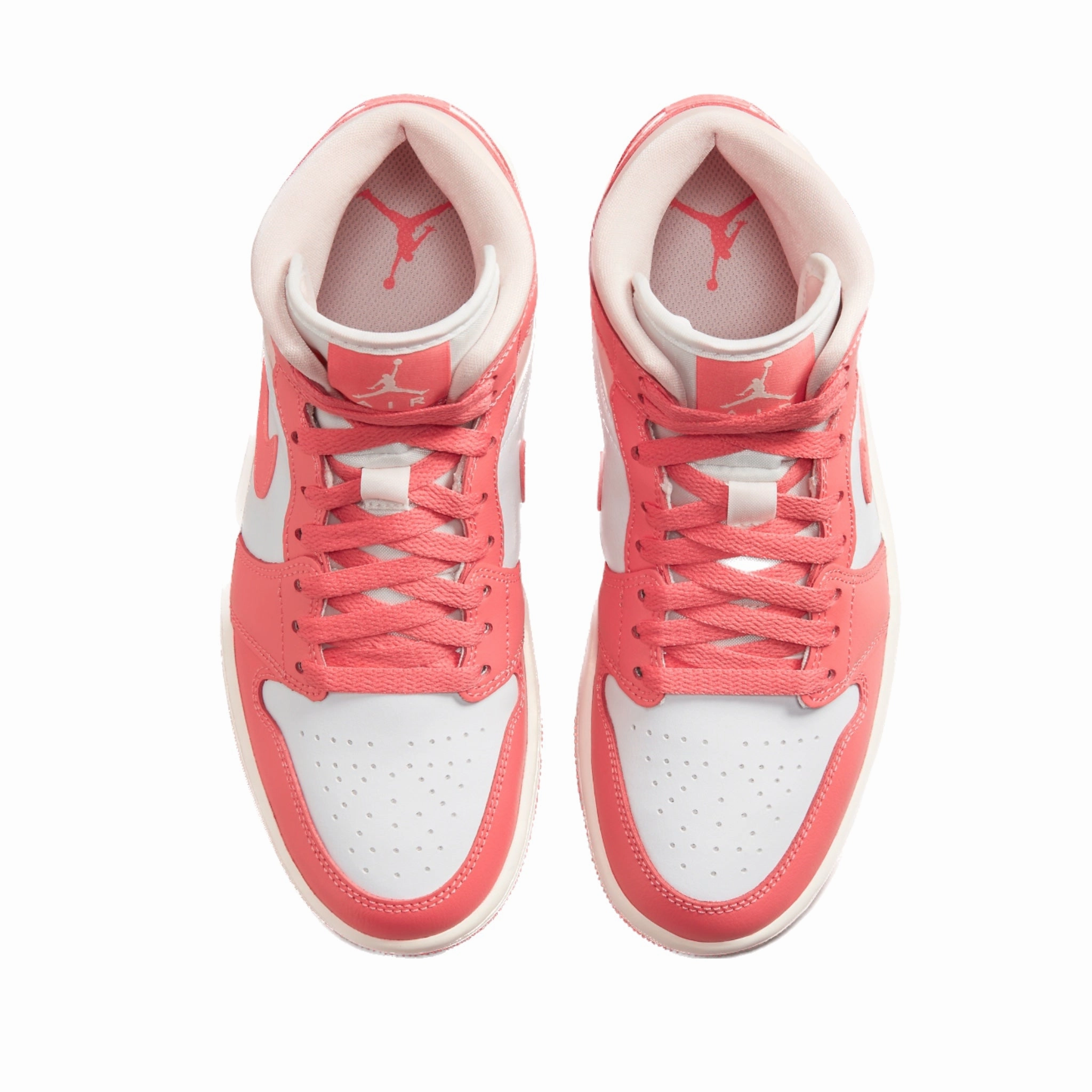 Women's Air Jordan 1 Mid Strawberries and Cream White Sea Coral Atmosphere Sail Basketball Shoes