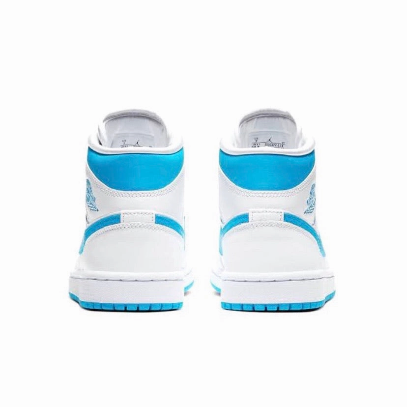 Women's Air Jordan 1 Mid UNC White Carolina Blue Retro Sneakers