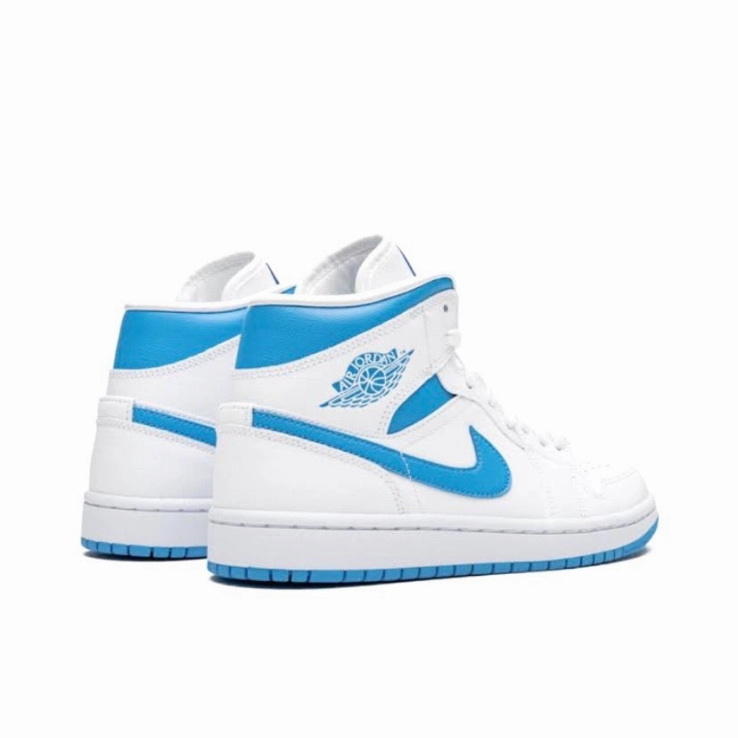 Women's Air Jordan 1 Mid UNC White Carolina Blue Retro Sneakers