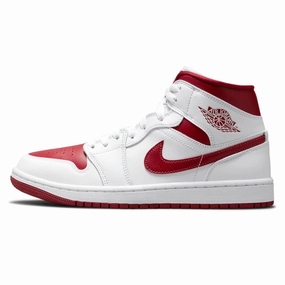 Women's Air Jordan 1 Mid White Pomergranate White Air Jordan basketball shoes with classic look