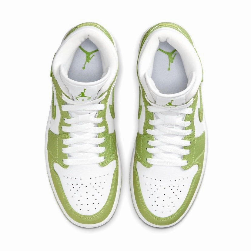 Women's Air Jordan 1 Mid White Vivid Green White Basketball Shoes