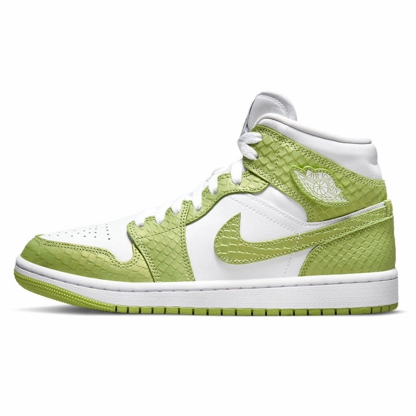 Women's Air Jordan 1 Mid White Vivid Green White Basketball Shoes