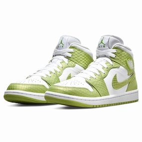 Women's Air Jordan 1 Mid White Vivid Green White Air Jordan basketball shoes with classic look