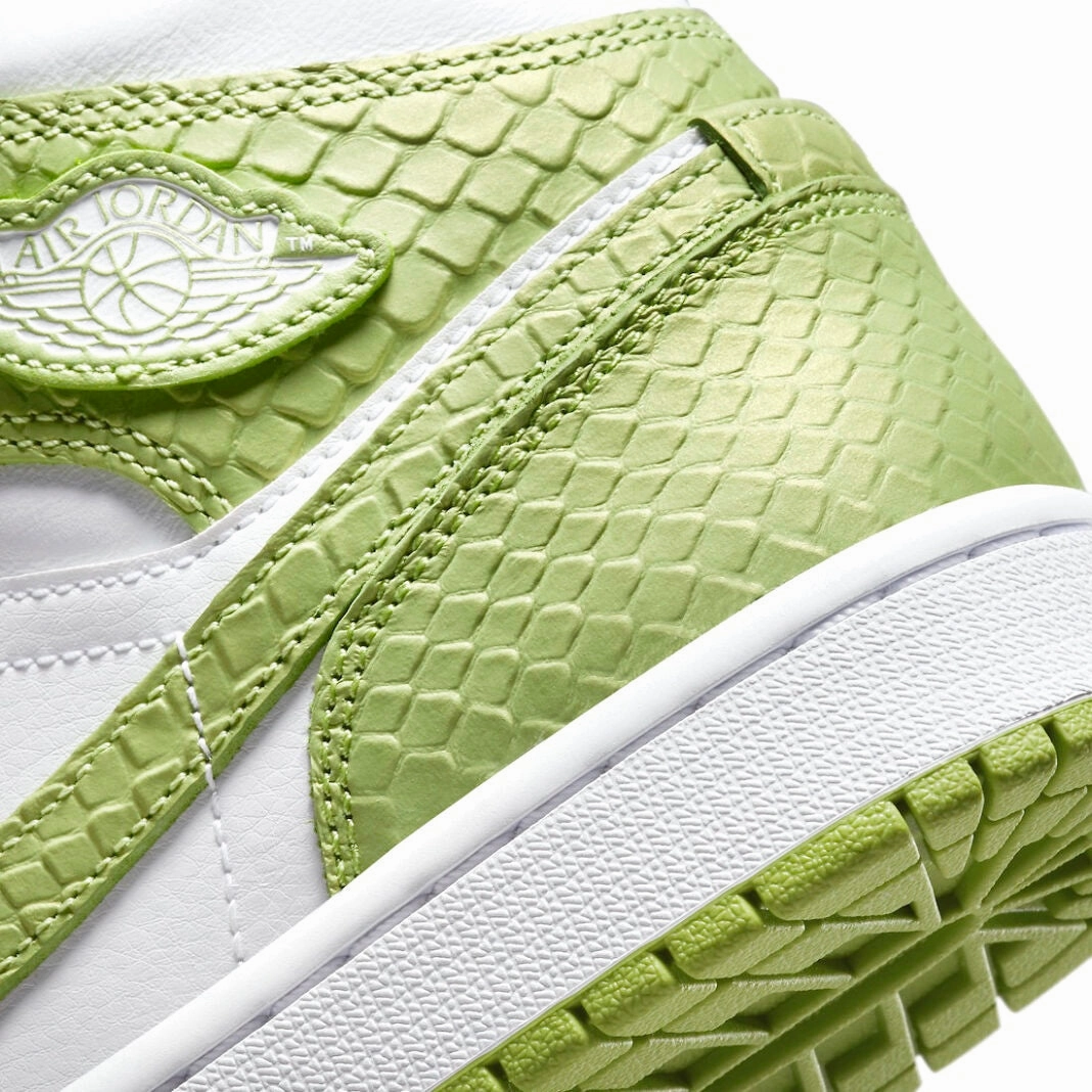 Women's Air Jordan 1 Mid White Vivid Green White Basketball Shoes