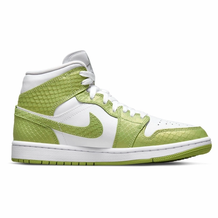 Women's Air Jordan 1 Mid White Vivid Green White Basketball Shoes
