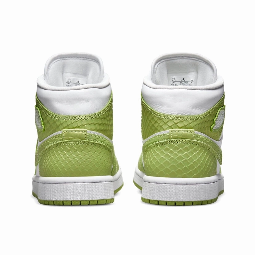 Women's Air Jordan 1 Mid White Vivid Green White Basketball Shoes