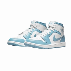 Women's Air Jordan 1 Mid Worn Blue Sail White Air Jordan basketball shoes with classic look