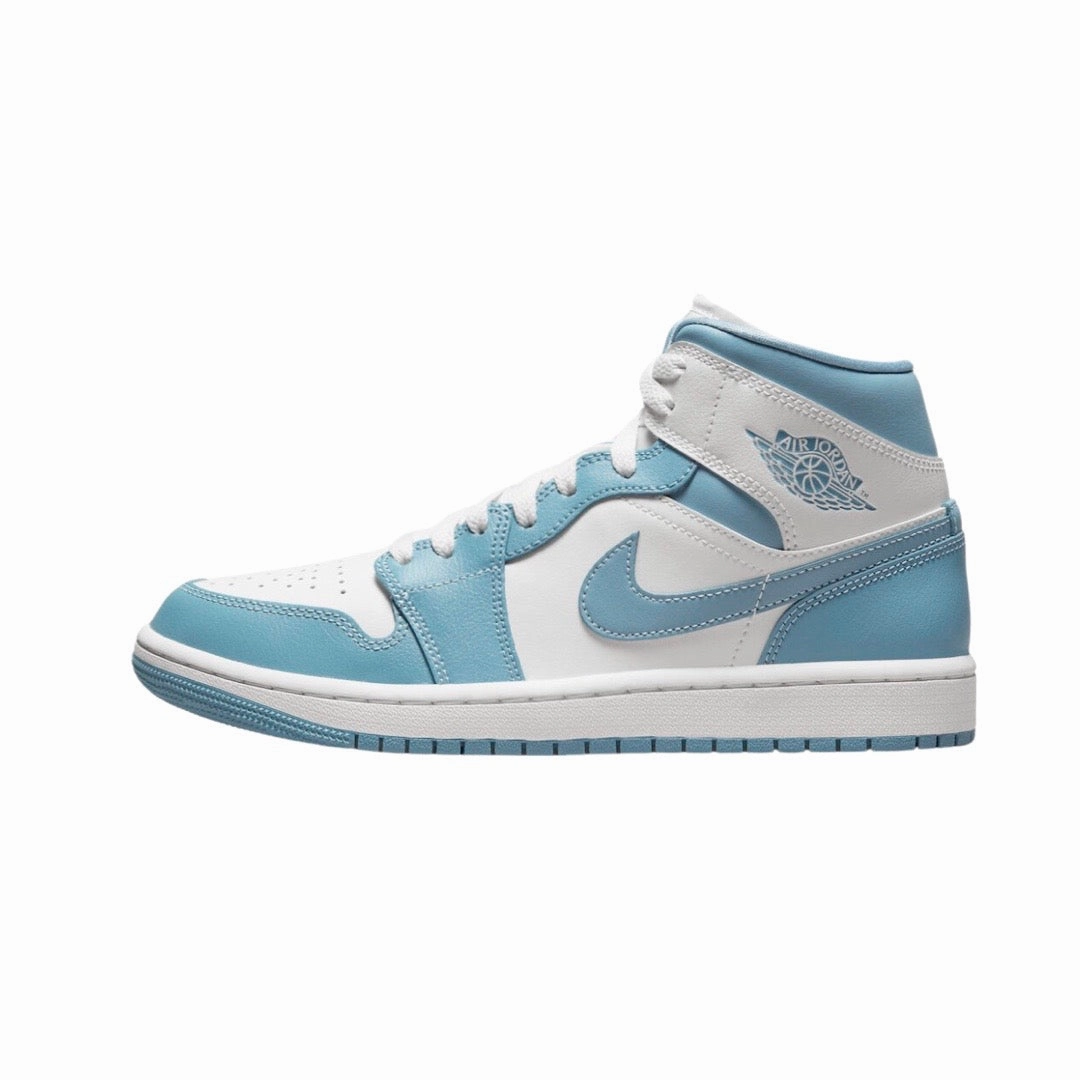 Women's Air Jordan 1 Mid Worn Blue Sail White Basketball Shoes