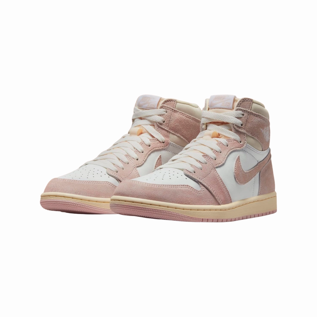 Women's Air Jordan 1 Retro Hi OG Washed Pink Atmosphere White Muslin Sail Basketball Shoes