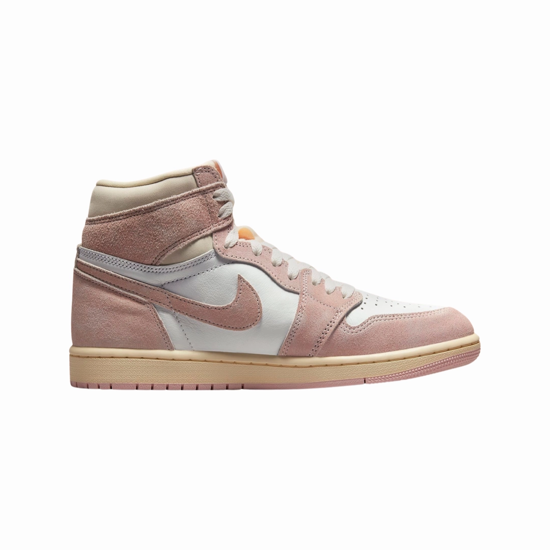 Women's Air Jordan 1 Retro Hi OG Washed Pink Atmosphere White Muslin Sail Basketball Shoes