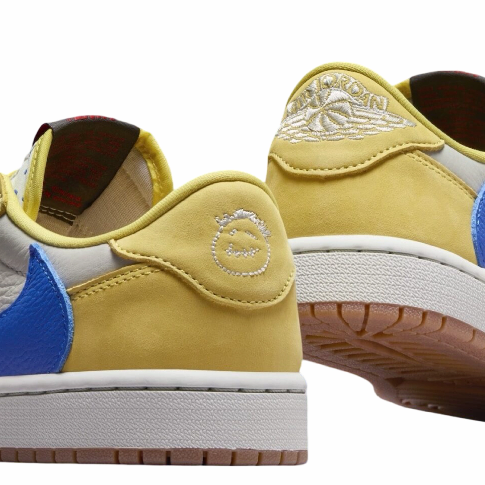 Women's Air Jordan 1 Retro Low OG SP Travis Scott Canary Racer Blue Light Silver Basketball Shoes