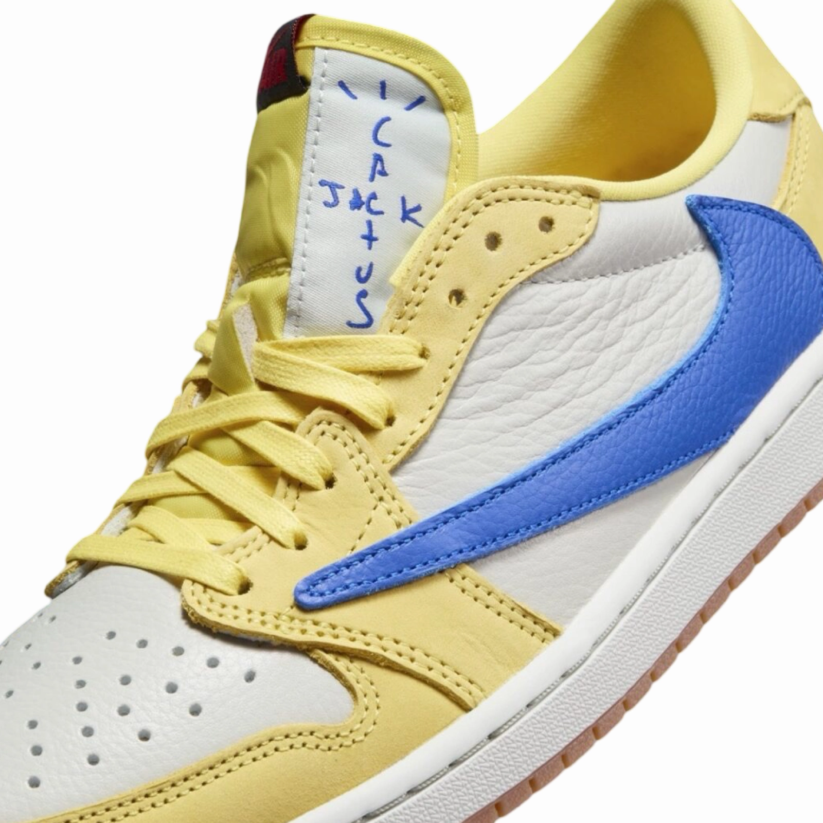 Women's Air Jordan 1 Retro Low OG SP Travis Scott Canary Racer Blue Light Silver Basketball Shoes