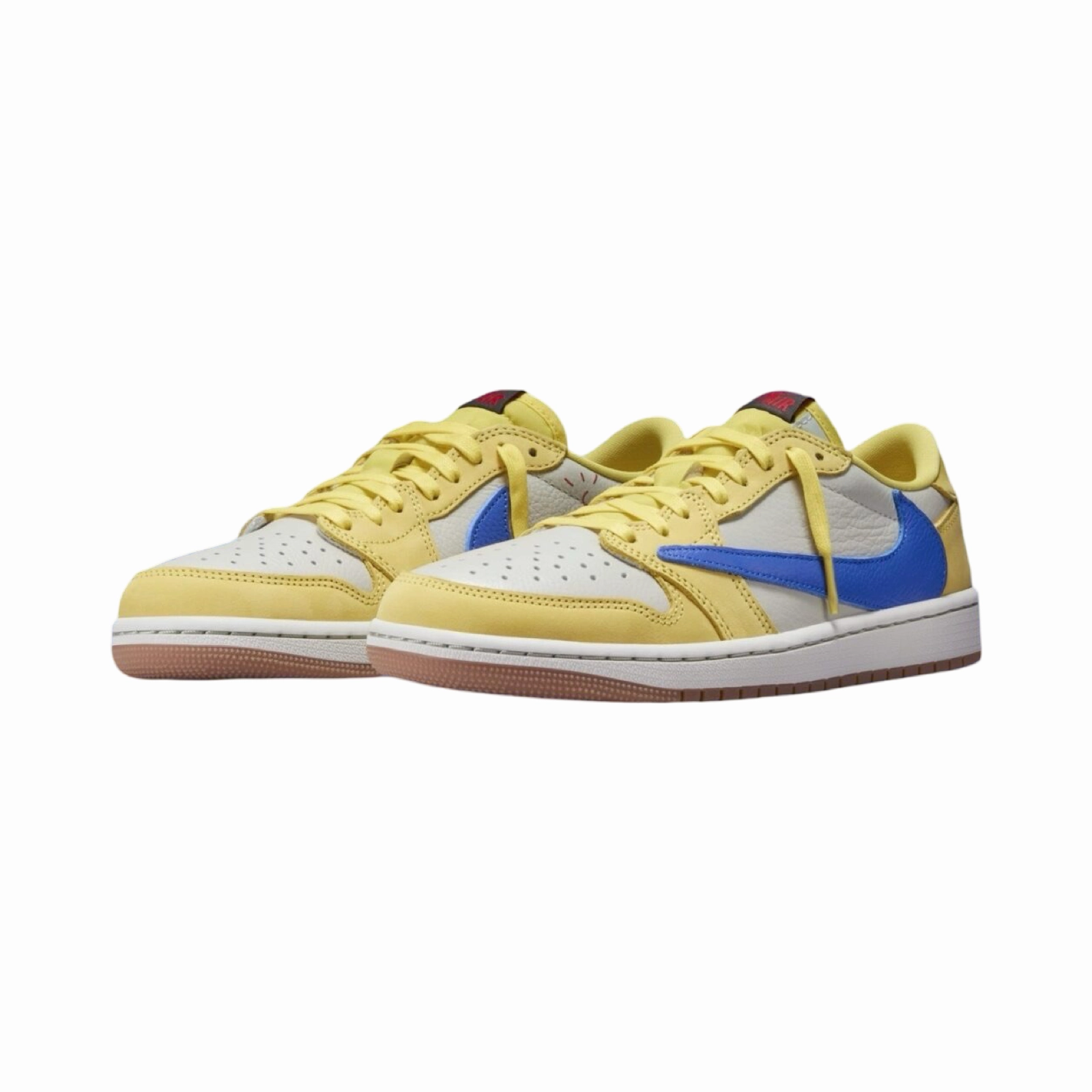 Women's Air Jordan 1 Retro Low OG SP Travis Scott Canary Racer Blue Light Silver Basketball Shoes