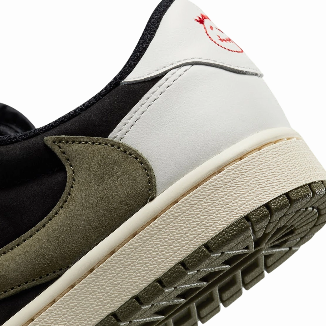 Women's Air Jordan 1 Retro Low OG SP Travis Scott Olive Sail University Red Black Basketball Shoes