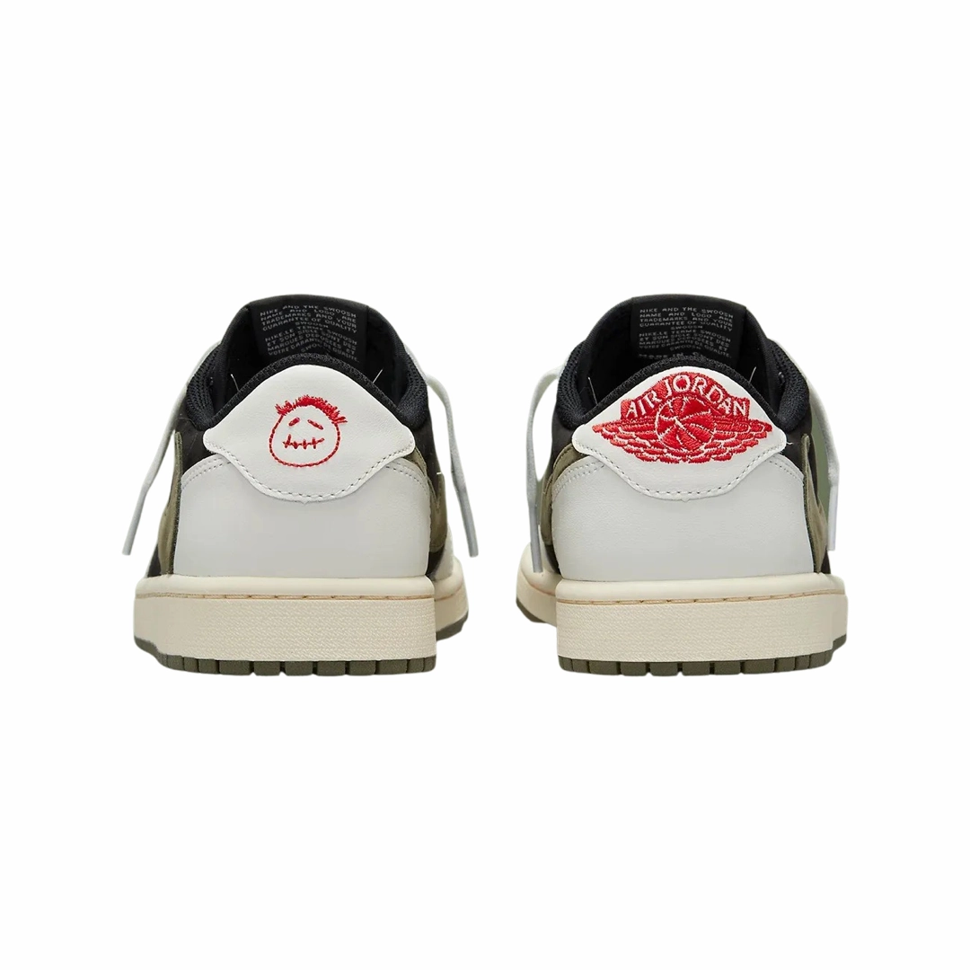 Women's Air Jordan 1 Retro Low OG SP Travis Scott Olive Sail University Red Black Basketball Shoes