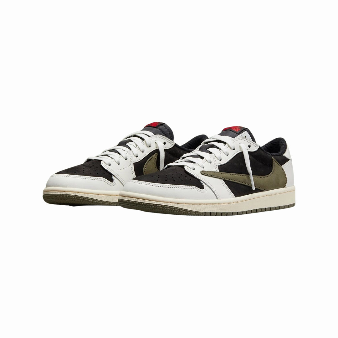 Women's Air Jordan 1 Retro Low OG SP Travis Scott Olive Sail University Red Black Basketball Shoes