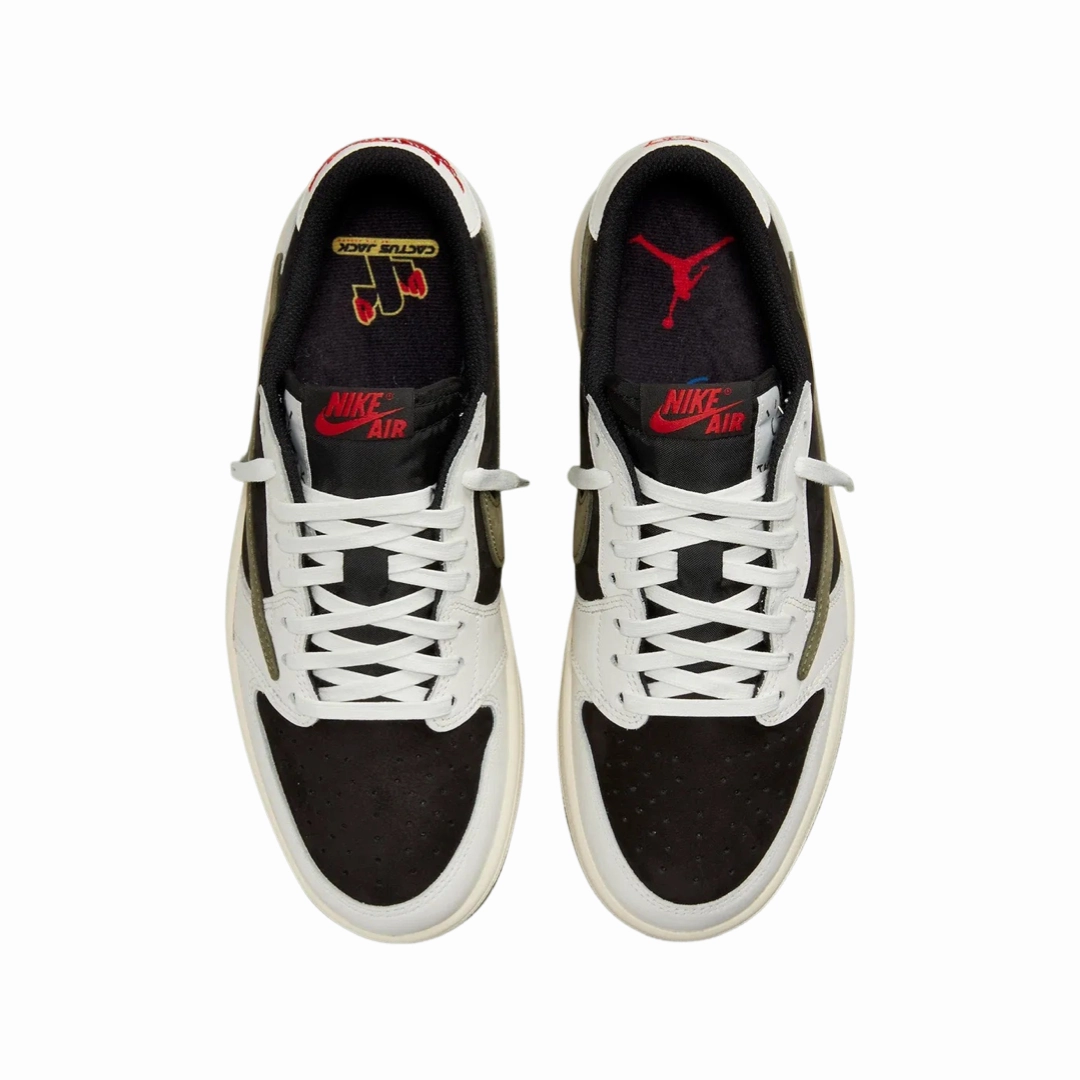 Women's Air Jordan 1 Retro Low OG SP Travis Scott Olive Sail University Red Black Basketball Shoes