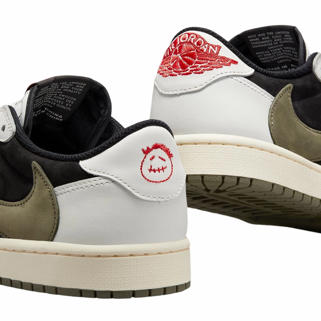 Women's Air Jordan 1 Retro Low OG SP Travis Scott Olive Sail University Red Black Basketball Shoes