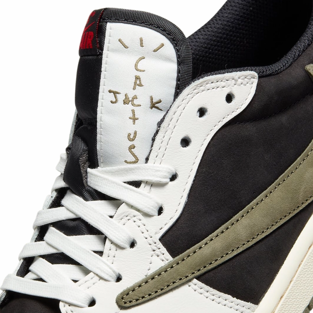 Women's Air Jordan 1 Retro Low OG SP Travis Scott Olive Sail University Red Black Basketball Shoes