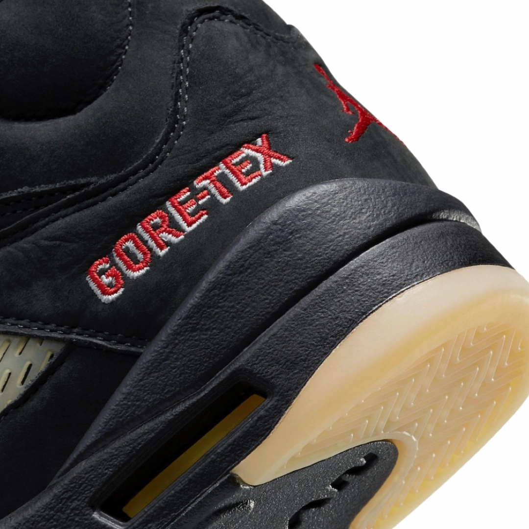 Women's Air Jordan 5 Retro Goretex Off Noir Fire Red Black Basketball Shoes