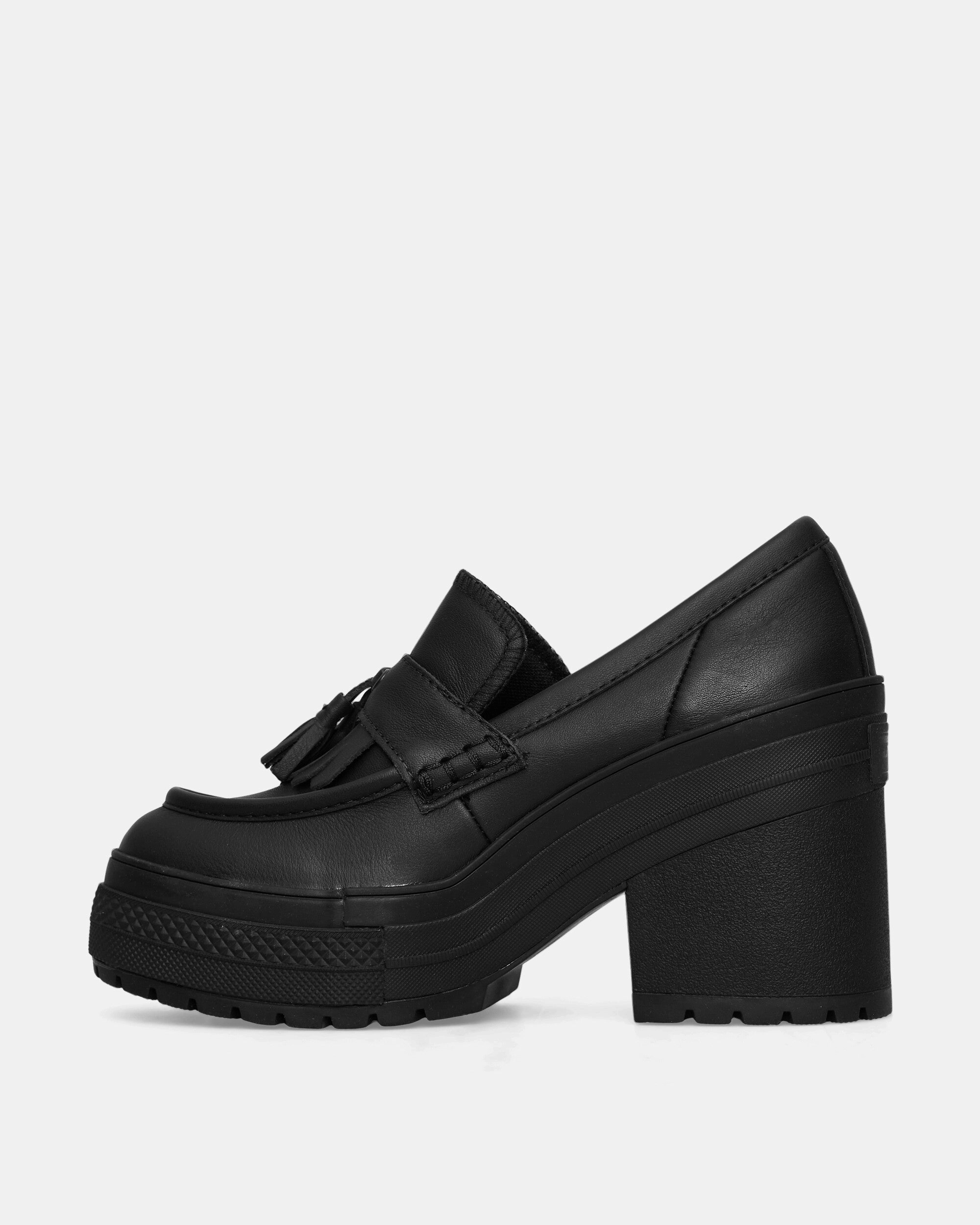 Women's Chuck 70 De Luxe Platform Heel Loafers Black Classic Canvas Sneakers
