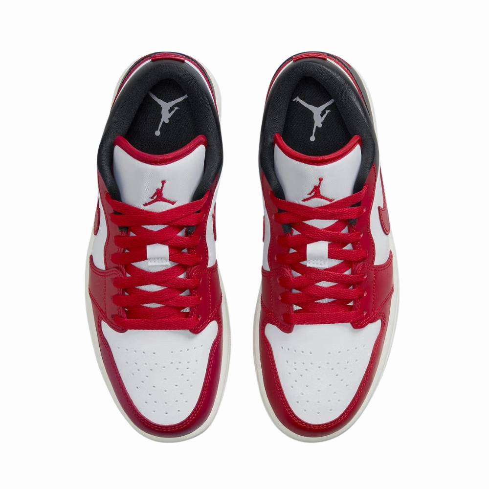 Women's Jordan 1 Low Reverse Black Toe White Black Sail Gym Red Basketball Shoes