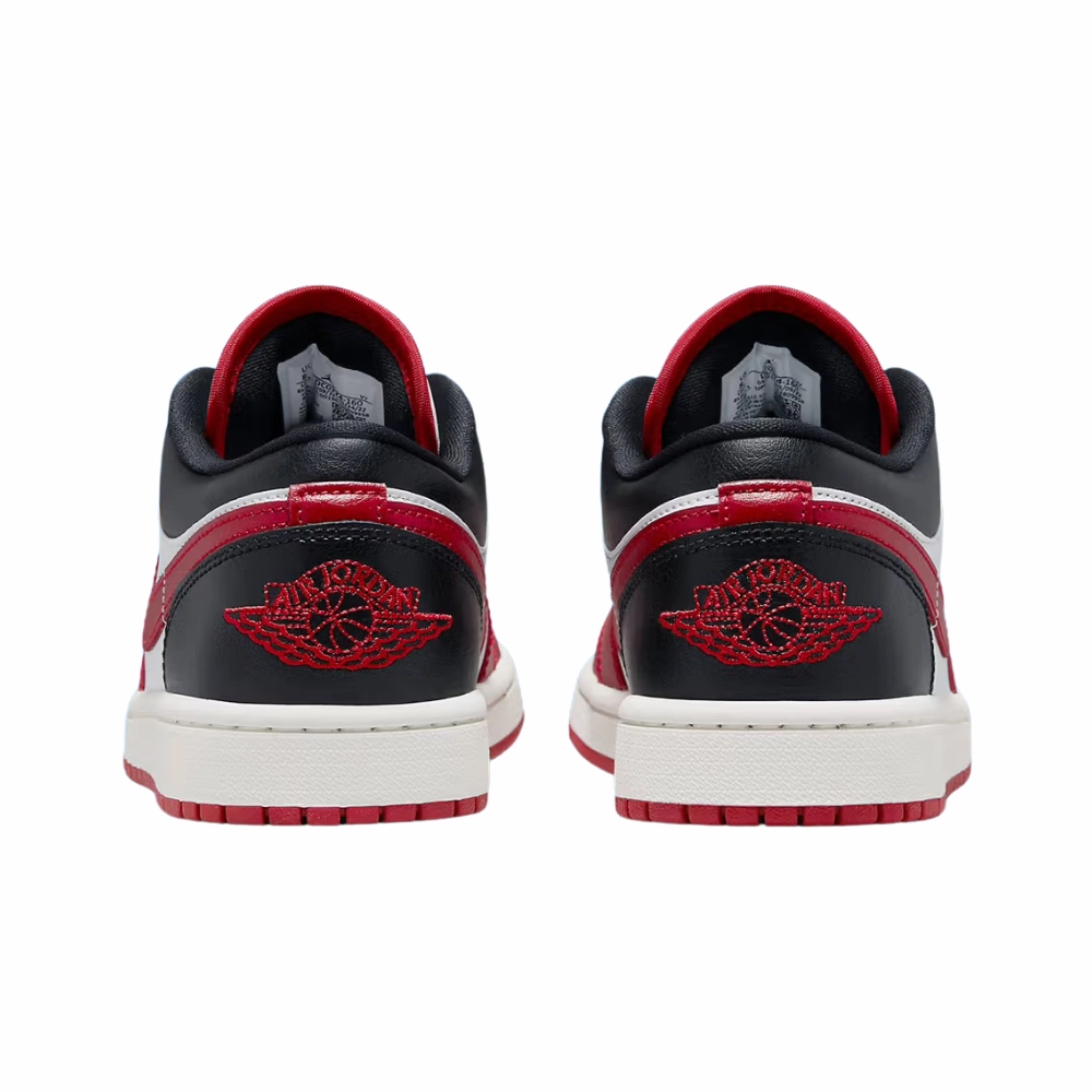 Women's Jordan 1 Low Reverse Black Toe White Black Sail Gym Red Basketball Shoes