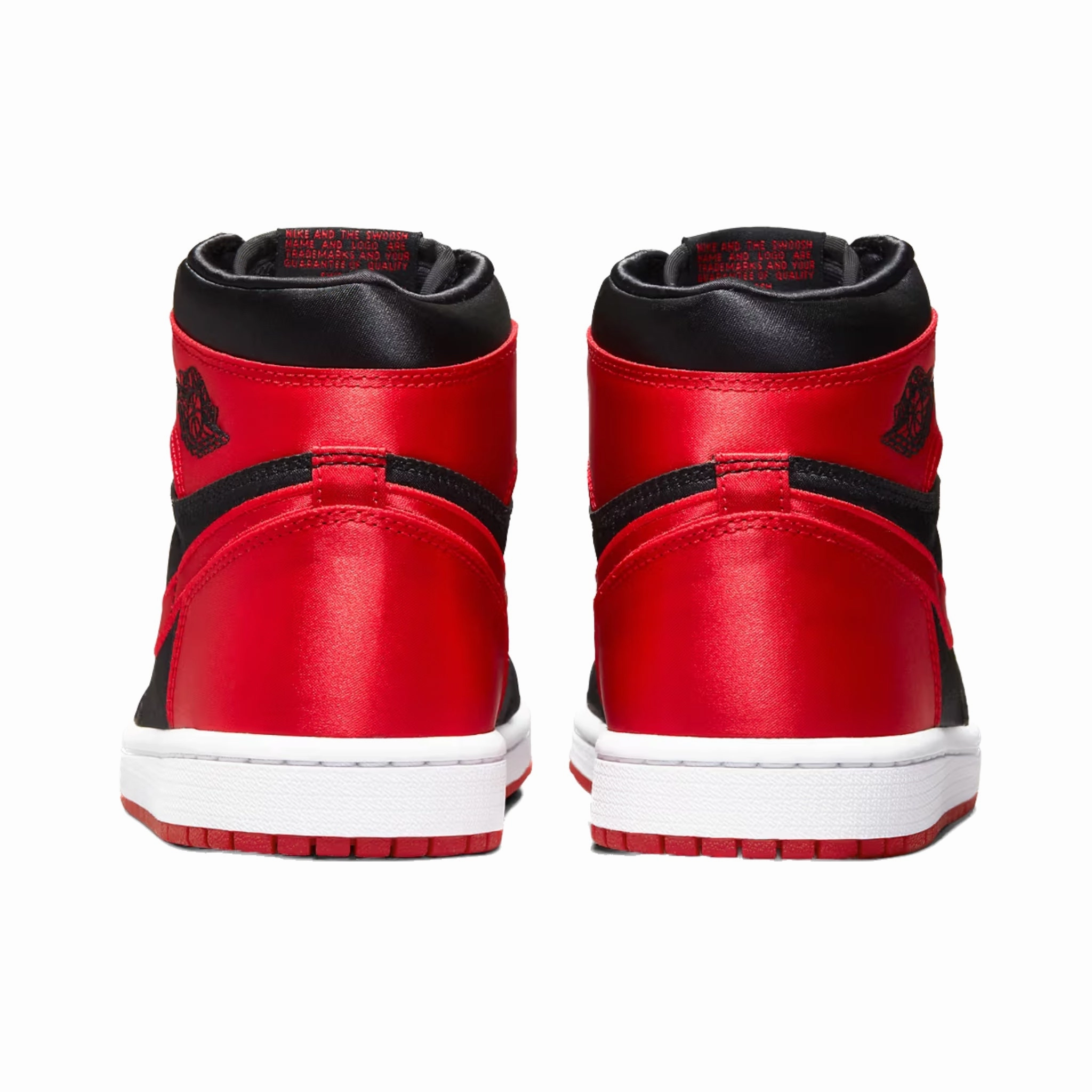 Women's Jordan 1 Retro High OG Satin Bred Black University Red White Basketball Shoes