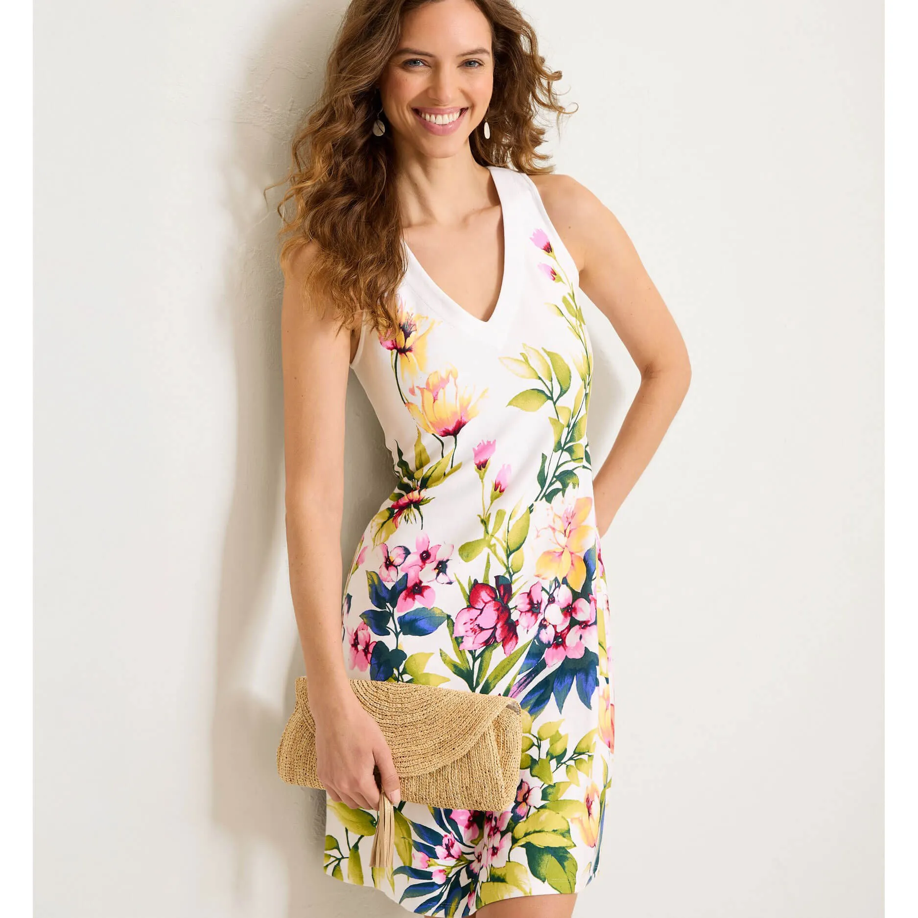 Womens Tommy Bahama Sportswear Tommy Bahama Women's Darcy Verde Blooms Sleeveless Dress - White