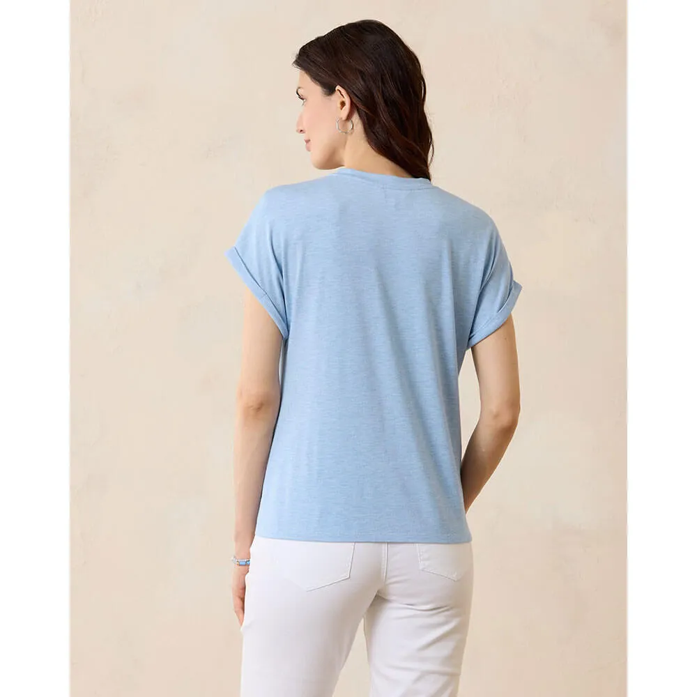 Womens Tommy Bahama Sportswear Tommy Bahama Women's Kauai Jersey V-Neck T-Shirt - Lt Sky Hthr