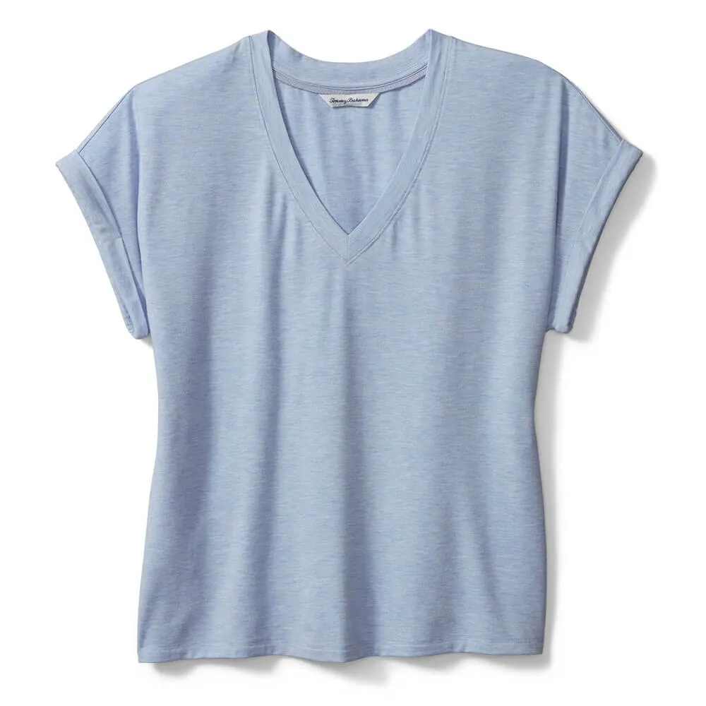 Womens Tommy Bahama Sportswear Tommy Bahama Women's Kauai Jersey V-Neck T-Shirt - Lt Sky Hthr