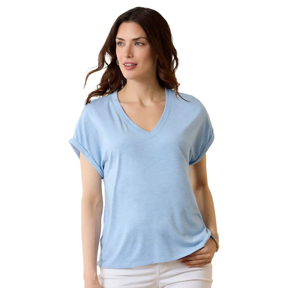 Womens Tommy Bahama Sportswear Tommy Bahama Women's Kauai Jersey V-Neck T-Shirt - Lt Sky Hthr