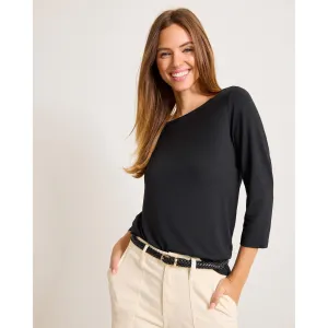 Womens Tommy Bahama Sportswear Tommy Bahama Women's Kona Isles 3/4 Sleeve Boat Neck Top - Black