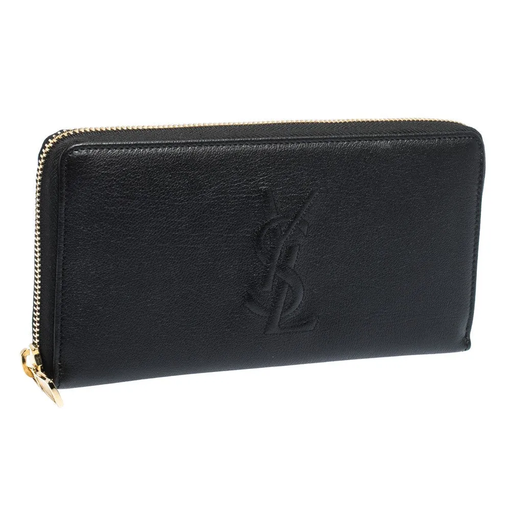 Ysl Bags Saint Laurent Black Belle De Jour Leather Zip Around Wallet 568995